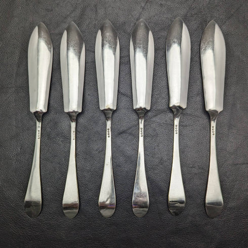 1920年頃 英国アンティーク シルバープレート製 フィッシュカトラリー6ペアセット 箱入り